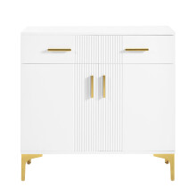 Buffet moderne - 2 portes - 2 tiroirs - poignées métal - pieds métal - salon couloir salle à manger - 80x35x79,5 cm