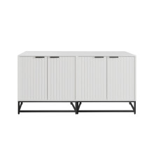 Buffet moderne - 2 portes moulées - poignées métal - pieds cadre - salon couloir salle à manger - 160x40x80 cm