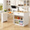 (White) Table haute extensible avec 2 tiroirs et compartiments de rangement 2