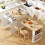 (White) Table haute extensible avec 2 tiroirs et compartiments de rangement 9