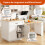 (White) Table haute extensible avec 2 tiroirs et compartiments de rangement 11