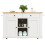 (White,Natural) Îlot de cuisine avec multiprise intégrée, plan de travail et buffet 2