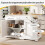 (White,Natural) Îlot de cuisine avec multiprise intégrée, plan de travail et buffet 3
