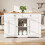 (White,Natural) Îlot de cuisine avec multiprise intégrée, plan de travail et buffet 4