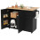 (Black) Îlot de cuisine multifonction avec buffet, chariot et étagères 2