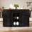 (Black,Natural) Îlot de cuisine avec multiprise intégrée, plan de travail et buffet 9