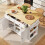 (White,Natural) Îlot de cuisine avec multiprise intégrée, plan de travail et buffet 11