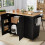 (Black) Îlot de cuisine multifonction avec buffet, chariot et étagères 10