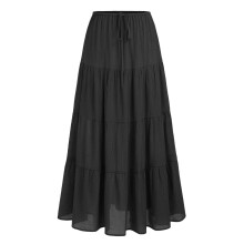Damen-Maxiröcke, elastische A-Linie mit hoher Taille,-Schwarz S