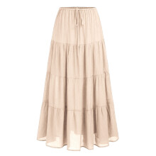 Damen-Maxiröcke, elastische A-Linie mit hoher Taille,-Beige L