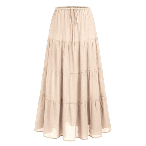 Damen-Maxiröcke, elastische A-Linie mit hoher Taille,-Beige L