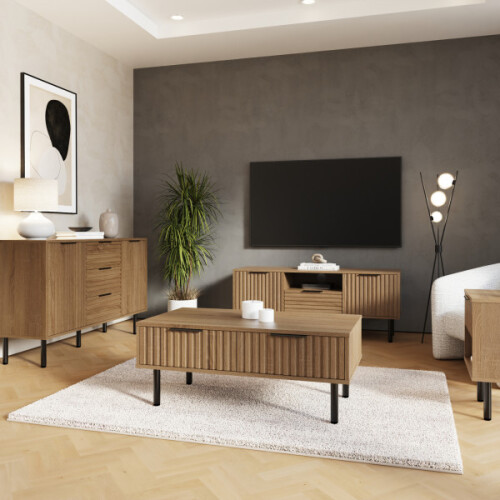 Nervata 2 Drawers Coffee Table Oak 1