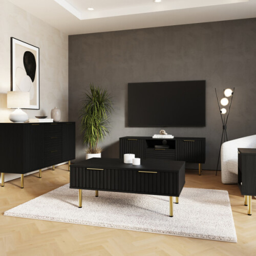 Nervata 2 Drawers Coffee Table Black 1