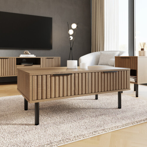 Nervata 2 Drawers Coffee Table Oak 2
