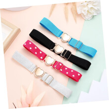 Lot de 4 ceintures élastiques décoratives et ajustables pour petites filles, avec boucle en forme de cœur.