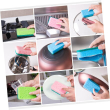 Lot de 8 éponges de nettoyage de cuisine, éponges à récurer antiadhésives et résistantes à l'huile pour la vaisselle