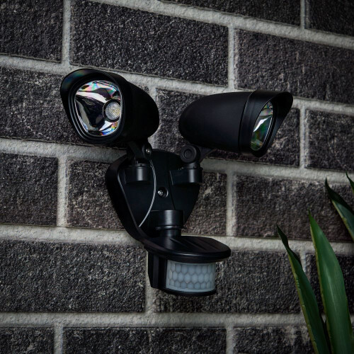 Litecraft Lune Twin Floodlight with Sensors, Black 2