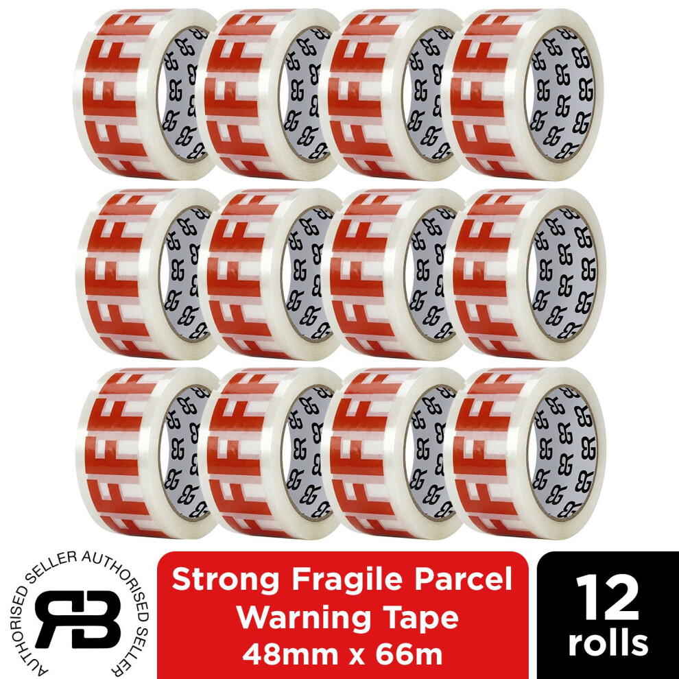 B&Q - Fragile Tape 48mm X 66M Packing Tape For Parcels & Boxes12 Rolls - Image 6