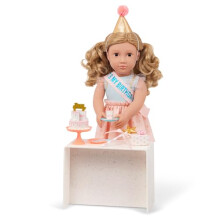 Our Generation – 18-Inch Birthday Doll – Lifelike Brown Eyes & Wavy Dark – Blonde Hair – Party Hat, Cake & Celebratory Accessories – Pretend