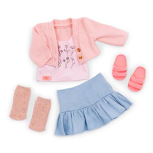 Our Generation – 18-Inch Doll Clothes – Pink Sweater & Blue Skirt Outfit – Floral – Print Top – Pretend Play 3+ Years – Country Charm