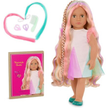 Our Generation - Tessie -inchFrom Hair to There-inch - Lifelike Hazel Eyes & Ultra-Long Rainbow Hair - Extendable Braid & Styling Accessories -