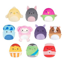 Micromallows Squishmallows Original Plush 10-Pack - 2.5 Inch Plush - Pink Bigfoot, Yellow Chick, Chicken Nugget, Mushroom, Hummingbird, Grey Dog,