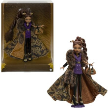Monster High Doll, Clawdeen Wolf House of Wolf Collectible with Faux Fur Jacquard Coat, Purple Blazer Dress, Pantaboots and Golden Accessories,