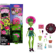 Monster High Self-Scare Secrets Venus McFlytrap Doll and Accessories Set with 13 Realistic Surprises like Haircare Products, Bonnet and Plant, JHK45