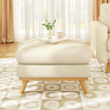 Vesgantti Large Ottoman for Modular Sofa, Large Corduroy Ottoman with Spring Cushion, Rectangle Foot Rest for Couch, Entrance Footstool with Wood