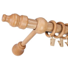 IANPAV Nantural wood, Single Wooden Curtain Pole, 250 cm (98.42"), Light Oak