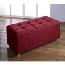 CROWNBEDSUK CUBED CHENILLE DIAMANTE OTTOMAN TOY STORAGE BLANKET BOX (RED)
