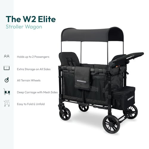 WonderFold W2 Elite Stroller Wagon Volcanic Black 2