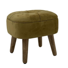 Freshnewlooks Footstool Ottoman Trunk With Storage Hand Made Lounge Padded Foot Stool Velvet 33cm (YELLOW GOLD)