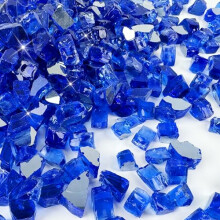 Sunnyglade 10-Pound Fire Glass - 1/2 inch, High Luster Reflective Tempered Glass Rocks for Fireplace, Fireglass for Fireplace Fire Pit, Safe for