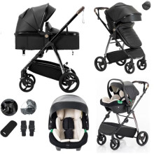 Lnhcrbs Travel Systems 3 in 1 Prams with Car Seat, Travel Pram with Rain Cover & Cup Holder, Baby Stroller with One-Hand Foldable Aluminum Frame