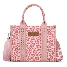 Wrangler Cow Print Tote Bag for Women Western Purse Boho Top Handle Satchel Handbag with Signature Strap, Leopard Print Pink