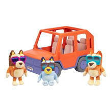 Bluey Buddies Big Heeler 4WD With Family, Exclusive Plush, Bingo and Chilli, With Sticker Sheet and Opening Bonnet/Hood For Fun Storage