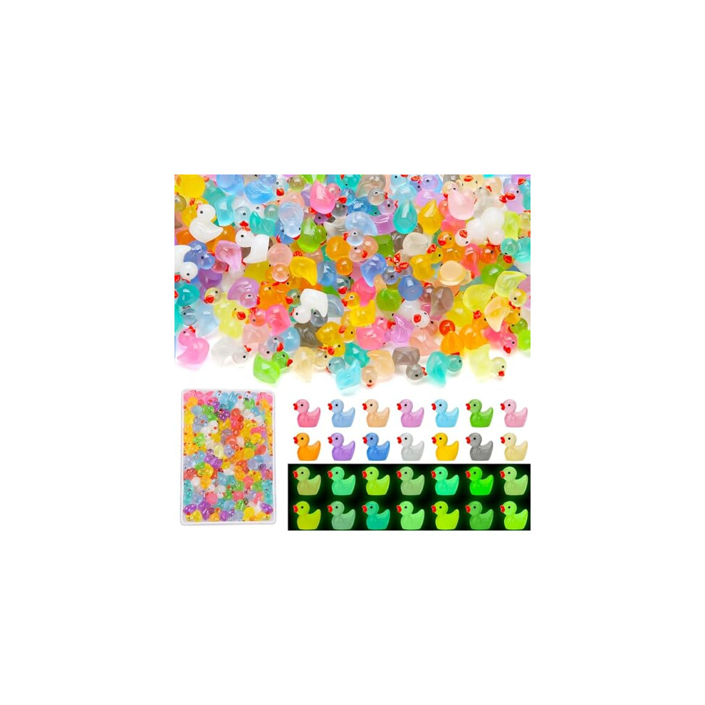 Photos - Doll Accessories Houbobo 180PCS Luminous Mini Resin Ducks, Tiny Animals Bulk Glow in The Dark Small Plastic Miniature Ducks Figures for Dollh