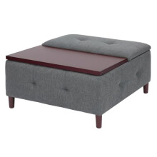 Panana Multi-Functional Storage Ottoman with Lift-Top & Side Table, Spacious Hidden Storage, Wooden Feet Ottoman Coffee Table, Upholstered Footstool