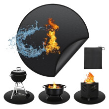 20 in Fire Pit Mat, Round BBQ Grill Mat with Storage Bag 3 Layer Fireproof Mats for Hearth Chiminea BBQ Protector for Outdoor Decks Patios