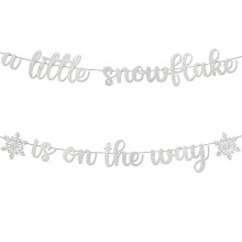 A Little Snowflake is On The Way Baby Shower Banner Winter Wonderland Decorations Winter Baby Shower Decorations for Girl Winter Gender Reveal