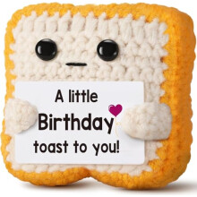 JollyDragon Crochet Toast Birthday Gifts,Handmade Emotional Support Crochet Gifts with Wishes Card,Funny Ideas, Cute Stuff for