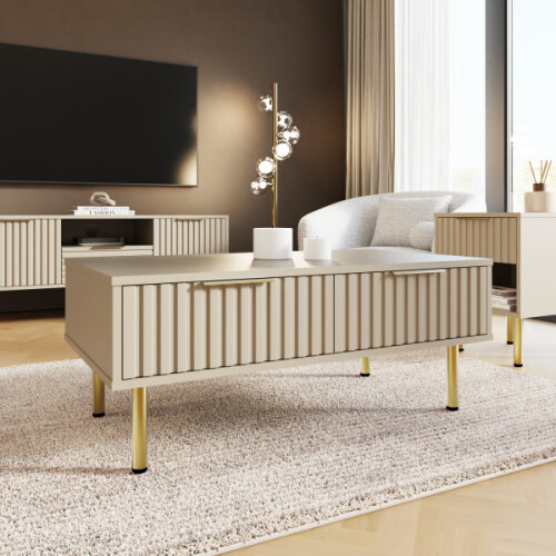 Nervata 2 Drawers Coffee Table Ivory 1