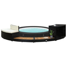 CIADAZ Yacuzzi Outdoor Inflatable Pool Edging in Synthetic Rattan and Solid Acacia Wood, Replacement Parts, Spa Hot Tub Edge