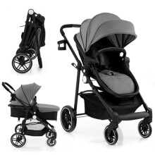 GYMAX Foldable Baby Stroller with Adjustable Backrest & Canopy (Gray)