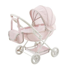 Olivia's Little World Polka Dot Princess Baby Doll Pram Stroller with Retractable Canopy & Storage, Pink