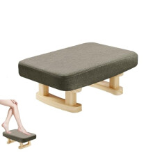 15inch Wooden Foot Stool, Linen Fabric Footstool Pouffe Stool Low Stool Change Shoe Footrest, Small Step Stool,Sofa Footrest Soft Seat Pouf Ottoman