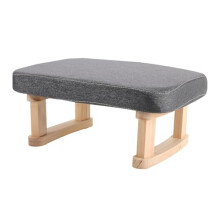 SINJEUN Small Footstool, Ottoman Foot Stool with Wooden Legs and Removable Cotton-Flax Cover, Low Footstool for Living Room, Bedroom, Couch Side,