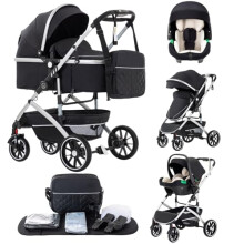 Lnhcrbs 3 in 1 Stroller, Stroller is a Quick One-Click Folding, High Landscape Baby Pushchair with an Enlarged Lie-Flat Seat (38.5cm), Baby Pushchair