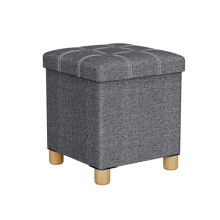 Oak & Tea Storage Ottoman with Legs – 303030 cm Foot Stool with Hidden Storage, Ottoman Foot Rest Stool, Load up to 130 kg, Upholstered